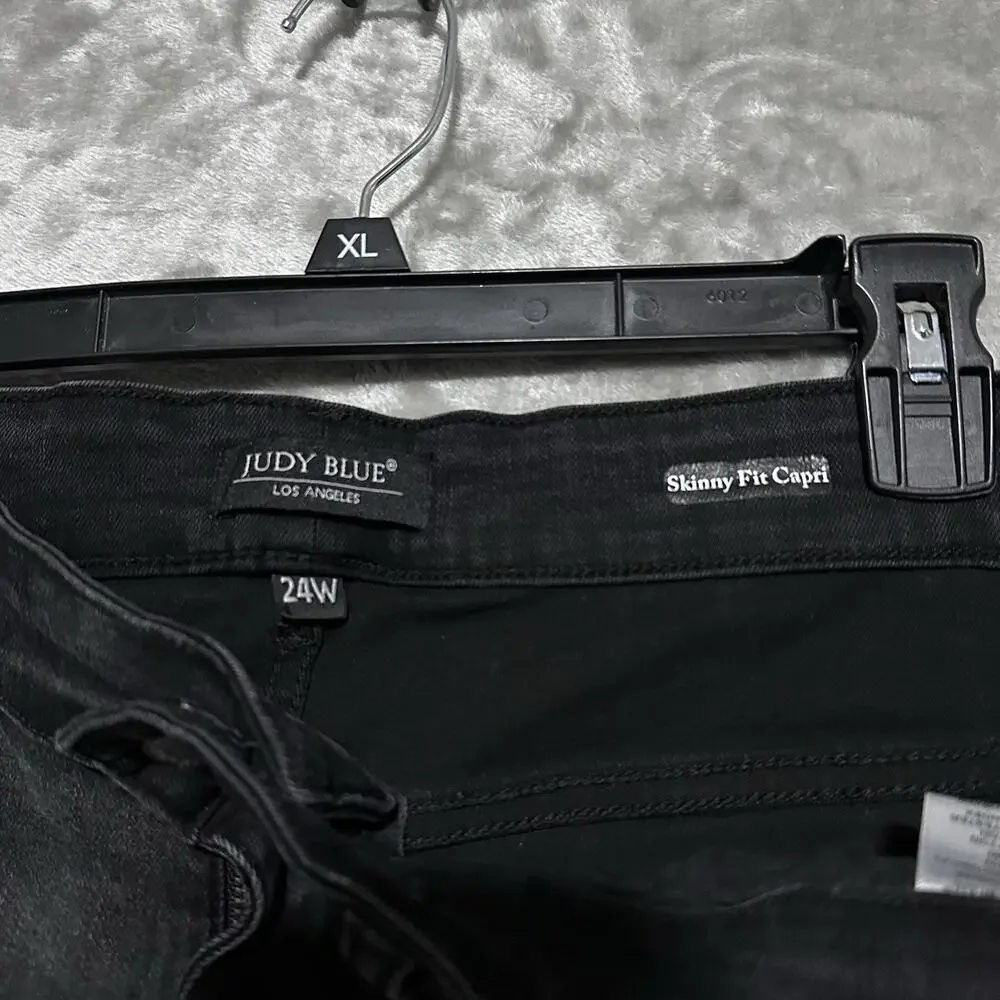 Judy Blue Womens 24W Jeans LOT of 2 Slim Fit Carpenter Blue Skinny Fit Capri Blk - Picture 11 of 16